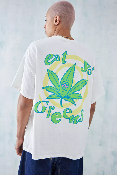 Men White Eat Yo Greens T-Shirt