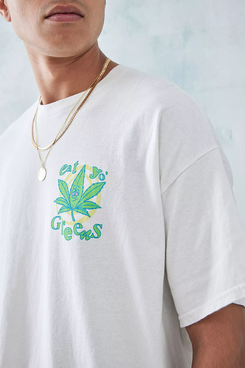 Men White Eat Yo Greens T-Shirt