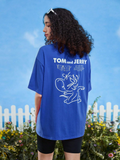 Women TOM & JERRY Cartoon And Slogan Print T-shirt