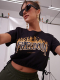 Women Freedom Graphic Print Crop-Top