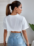 Women Slogan Graphic Drop Shoulder Crop-Top