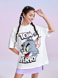 Women TOM & JERRY Cartoon Letter print T-shirt