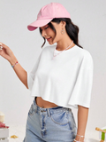 WOMEN Short Cropped Loose Fit Back Printed Crop-Tee