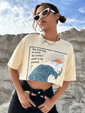 WOMEN Wave & Slogan Graphic Crop-Tee