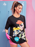 Women The Powerpuff Girls Cartoon Graphic Oversize T-shirt