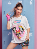 Women The Powerpuff Girls Cartoon Graphic Oversize T-shirt