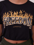 Women Freedom Graphic Print Crop-Top