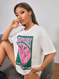 Women Eye & Letter Graphic Oversize T-shirt