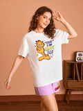 Women GARFIELD Cartoon Slogan Print T-shirt