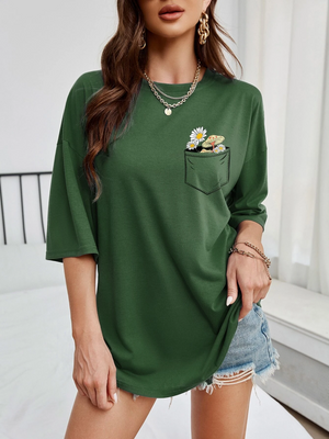 Women Floral Print Drop Shoulder T-Shirt