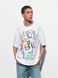 Women Fashionable Abstract Printed Oversize T-shirt