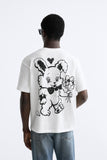 MEN RABBIT OVERSIZE PRINT T-SHIRT