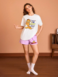 Women GARFIELD Cartoon Slogan Print T-shirt