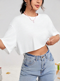 WOMEN Short Cropped Loose Fit Back Printed Crop-Tee