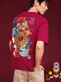 Unisex Loose Fit Dragon Pattern T-shirt