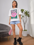 Women Eye & Letter Graphic Oversize T-shirt