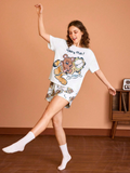 Women GARFIELD Summer Cartoon & Letter Print T-Shirt