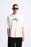 MEN CONTRAST SLOGAN T-SHIRT