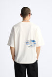 MEN CONTRAST SLOGAN T-SHIRT