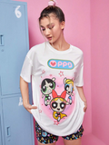 Women The Powerpuff Girls Cartoon Graphic Oversize T-shirt