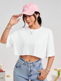 WOMEN Short Cropped Loose Fit Back Printed Crop-Tee