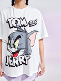 Women TOM & JERRY Cartoon Letter print T-shirt