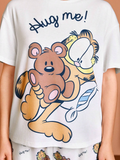 Women GARFIELD Summer Cartoon & Letter Print T-Shirt