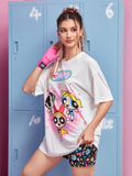 Women The Powerpuff Girls Cartoon Graphic Oversize T-shirt