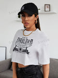 WOMEN Eagle Letter Graphic Crop-Top