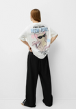 Women White Oversize Print T-shirt