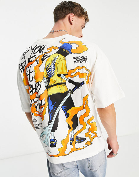 Men Ninja Oversized Back Print T-Shirt