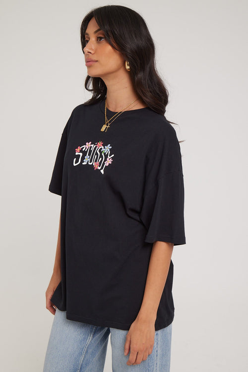 Women Stussy Flower Chain oversize T-shirt