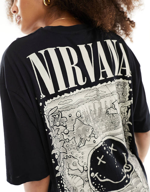 UNISEX Oersized Graphic In Black With Nirvana Prints T-shirt