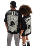 UNISEX Oersized Graphic In Black With Nirvana Prints T-shirt