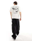 Men Oversized Off White With Back Skate Print T-Shirt