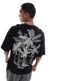 Men Palm Tree Back Print Oversized T-shirt