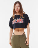 Women FLAMES Graphic Print Crop-Top