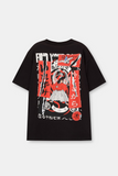 Men Black Samurai Graphic T-Shirt