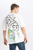 Man Rick and Morty Oversize Printed T-Shirt