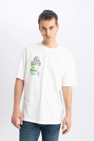 Man Rick and Morty Oversize Printed T-Shirt