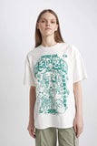 Woman Oversize Fit Crew Neck Printed T-Shirt