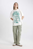 Woman Oversize Fit Crew Neck Printed T-Shirt