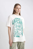 Woman Oversize Fit Crew Neck Printed T-Shirt