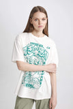 Woman Oversize Fit Crew Neck Printed T-Shirt