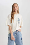 Woman Oversize Fit Van Gogh Licensed Printed T-Shirt