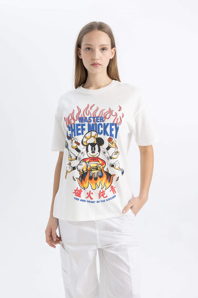 Woman Oversize Fit Mickey _ Minnie Licensed Crew Neck T-Shirt