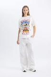 Woman Oversize Fit Mickey _ Minnie Licensed Crew Neck T-Shirt