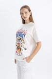 Woman Oversize Fit Mickey _ Minnie Licensed Crew Neck T-Shirt