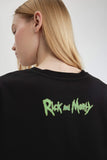 Black Woman Oversize Fit Rick and Morty Licensed Printed T-Shirt