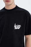 Men Black Comfort Fit Crew Neck Printed T-Shirt